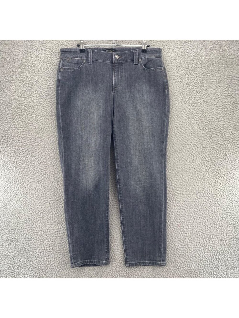 Talbots Jeans Womens 10 Petite Gray Flawless Five Pocket Boyfriend Cropped Capri